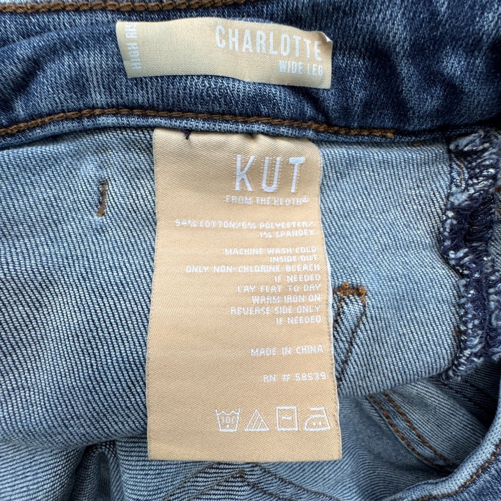 Kut from the Kloth Charlotte High Rise Wide Leg Jeans Womens 14 Medium Wash Boho - Picture 5 of 11